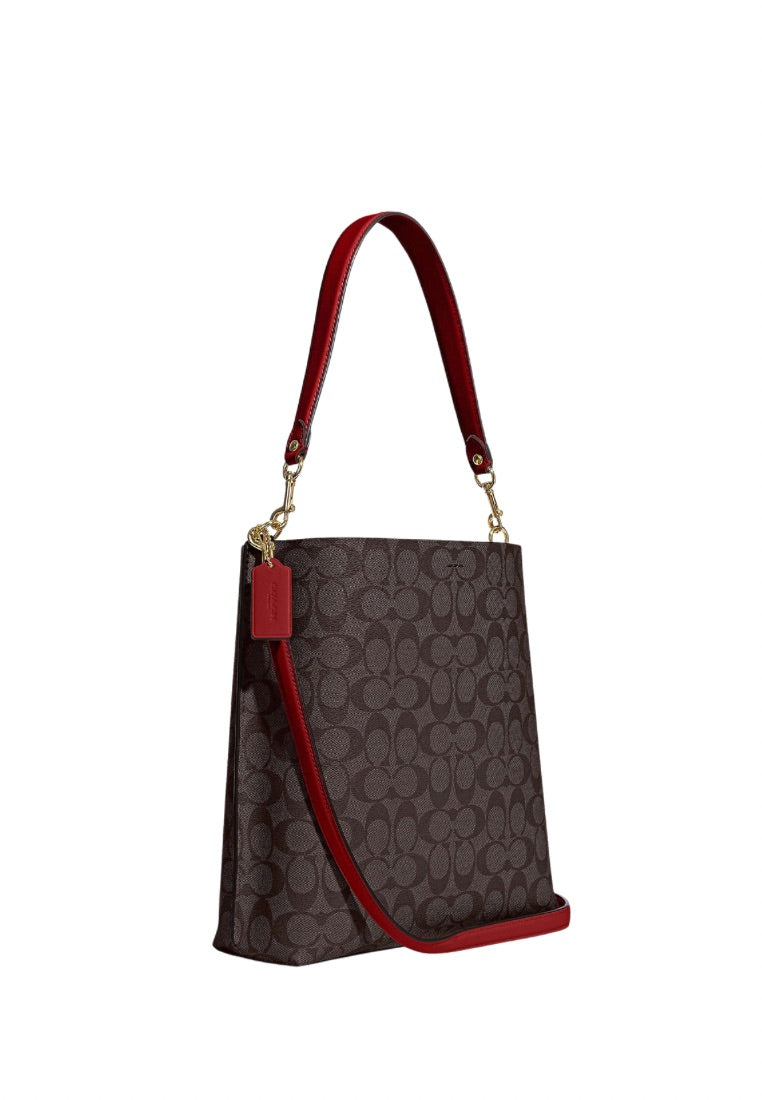 Mollie Bucket Bag In Signature Canvas Brown 1941 Red