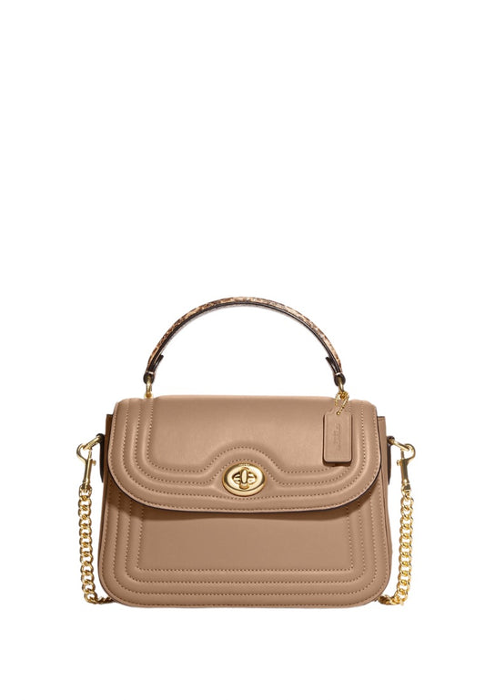 Marlie Top Handle Satchel With Border Quilting Taupe