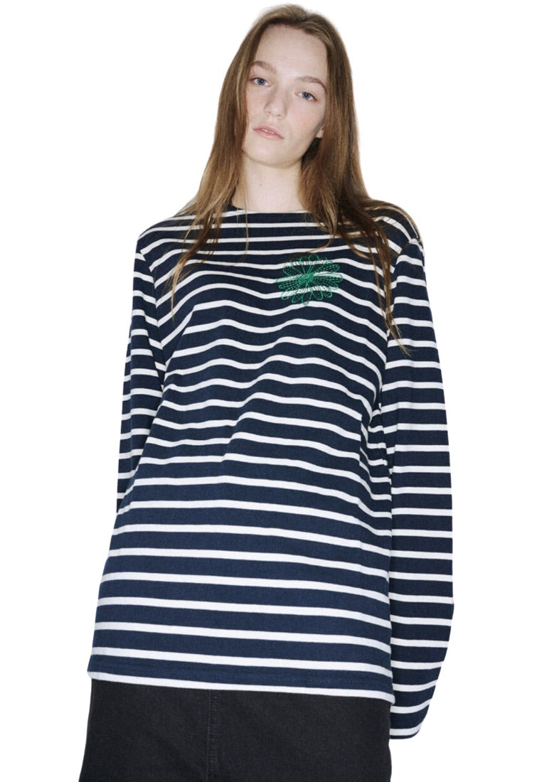 Tshirt Long Sleeve Stripe Navy Green