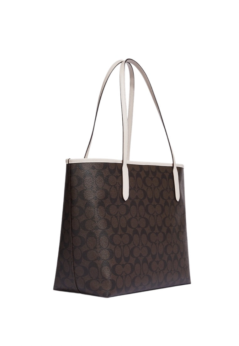 City Tote In Signature Canvas With Varsity Motif