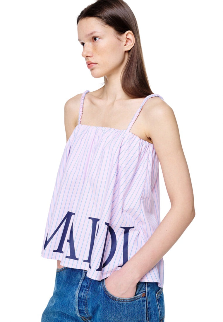 Volume Top Stripe Scrunch Strap Pink Navy