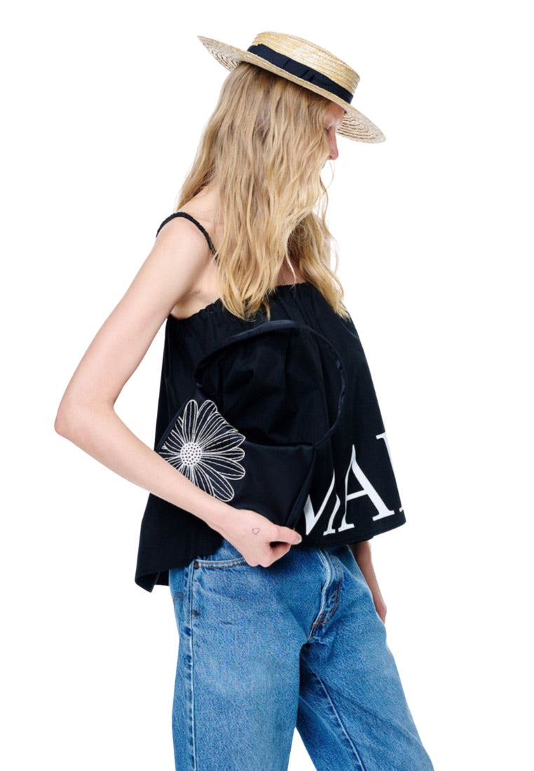 Volume Top Scrunch Strap Black White