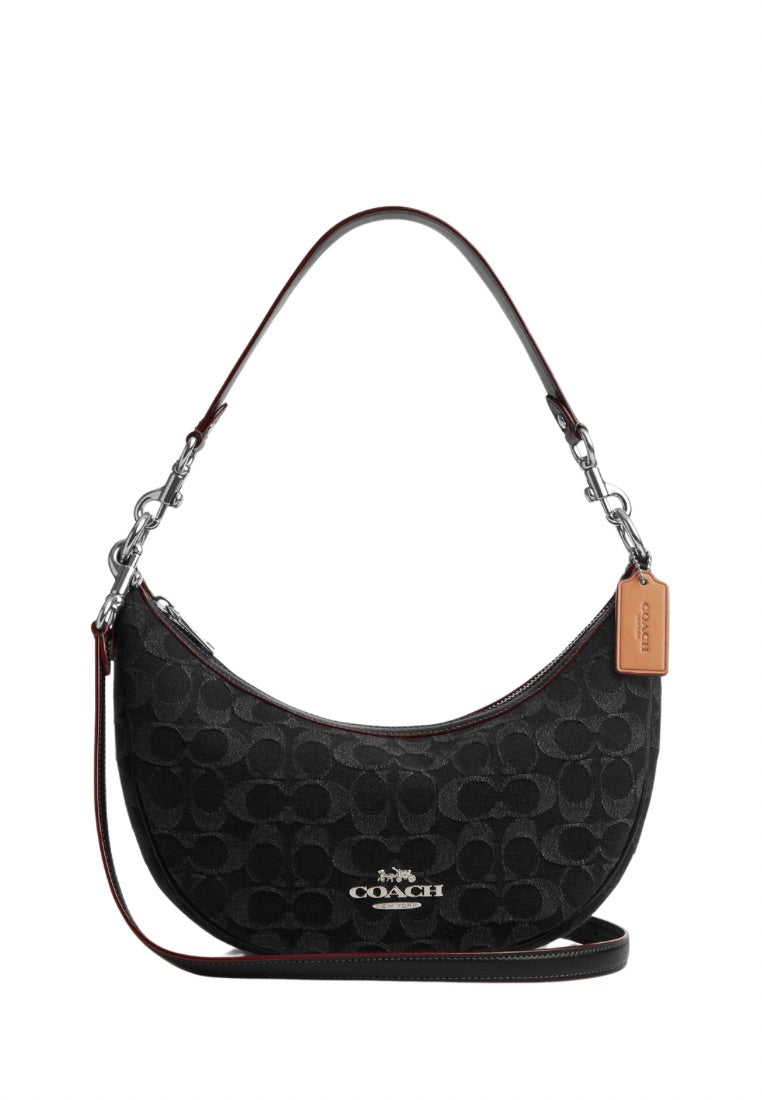 Aria Shoulder Bag In Signature Denim Silver Black