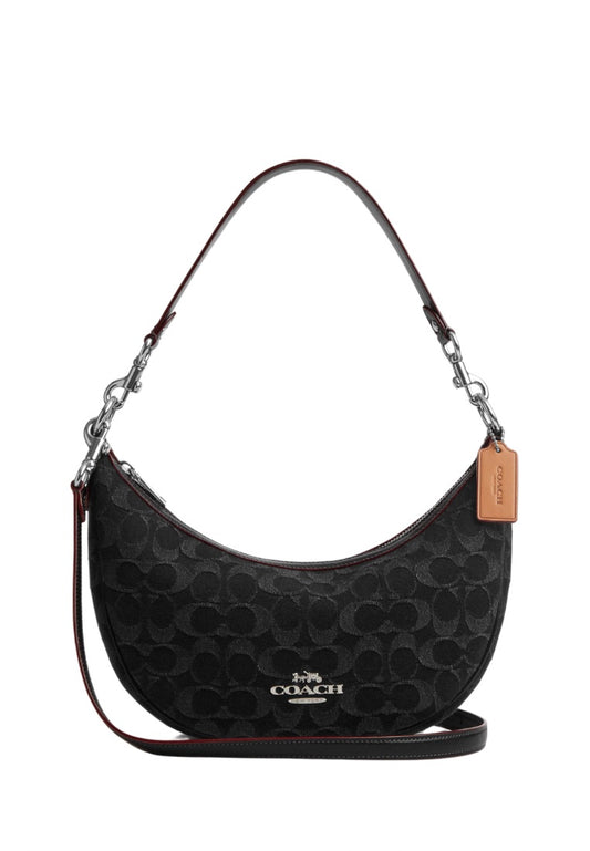Aria Shoulder Bag In Signature Denim Silver Black