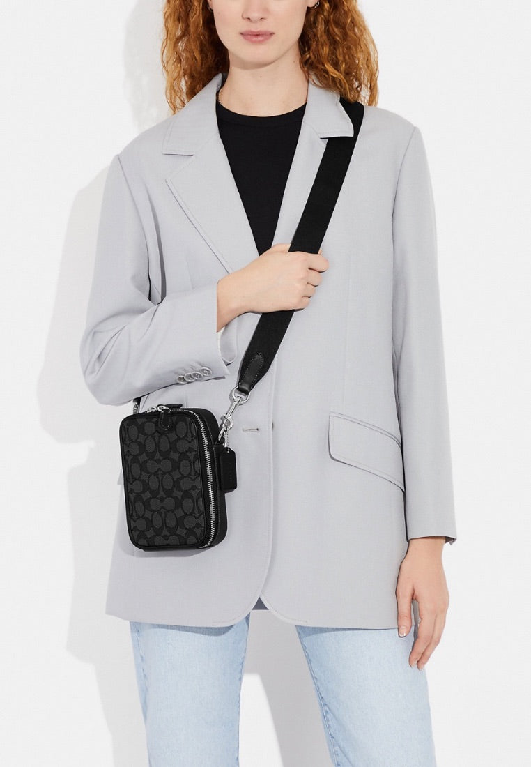 Stanton Crossbody In Signature Jacquard Charcoal Black