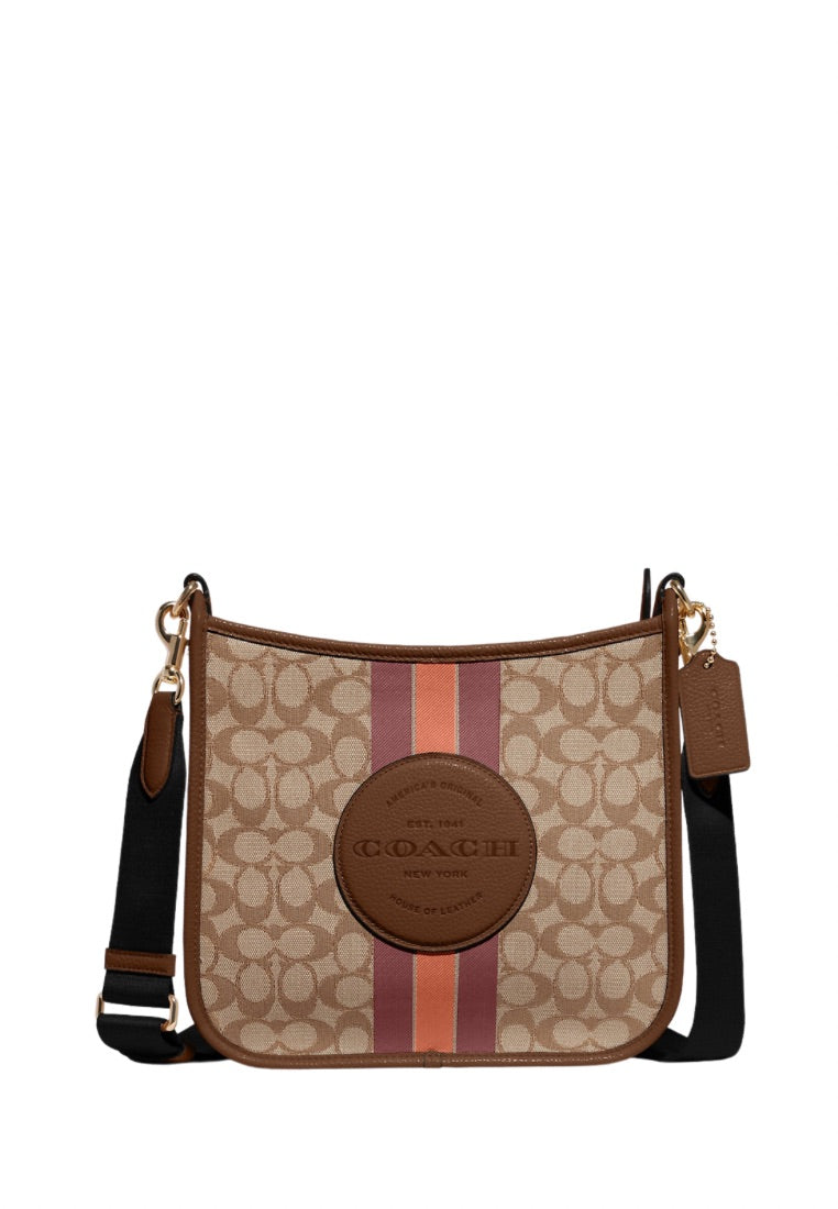 Dempsey File Bag In Signature Jacquard With Stripe And Coach Patch Saddle Multi
