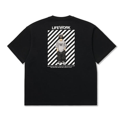 Snap Hipdog Striped T-Shirt Black
