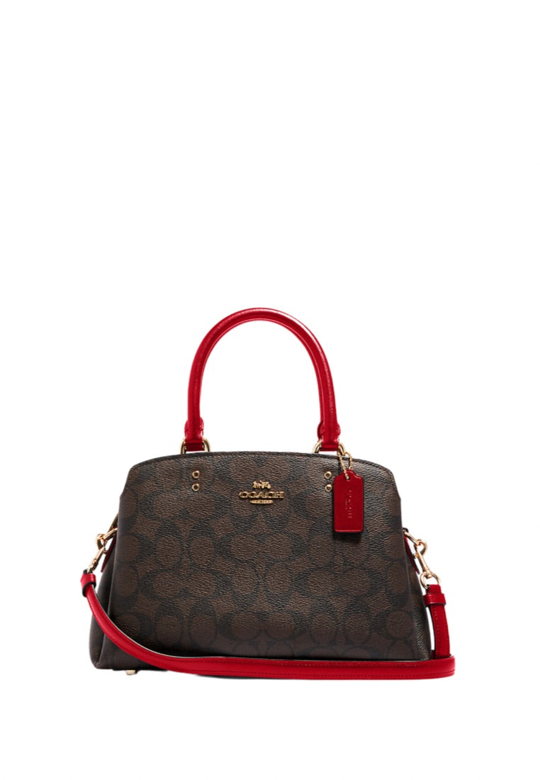 Mini Lillie Carryall In Signature Canvas Brown 1941 Red