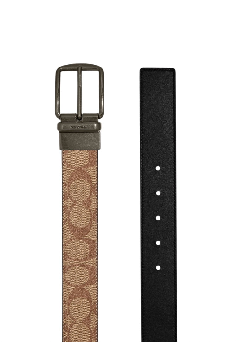 Boxed Harness Plaque Reversible Belt In Signature Canvas Tan