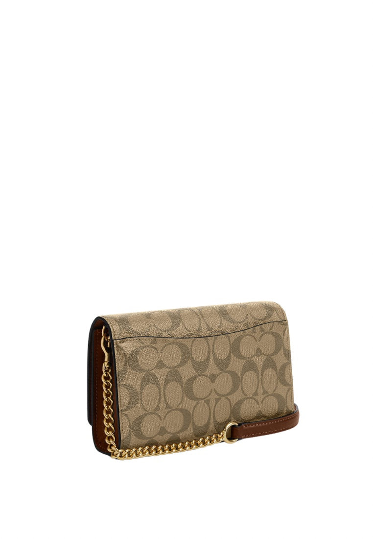 Flap Clutch Crossbody In Signature Canvas Khaki Saddle 2