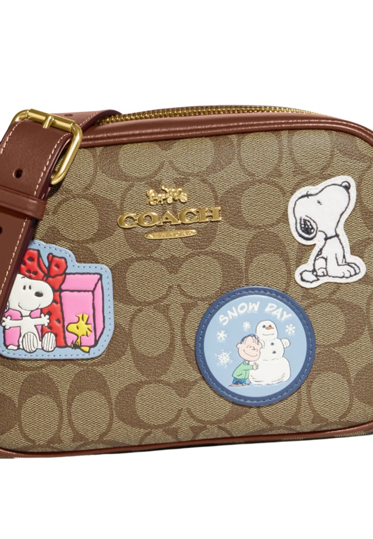 Coach X Peanuts Jamie Camera Bag In Signature Canvas With Patches