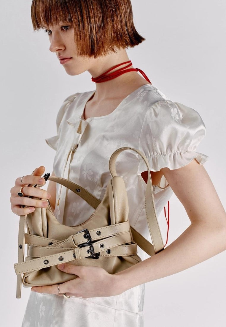 Trio Belt Mug Bag M Nappa Milktea