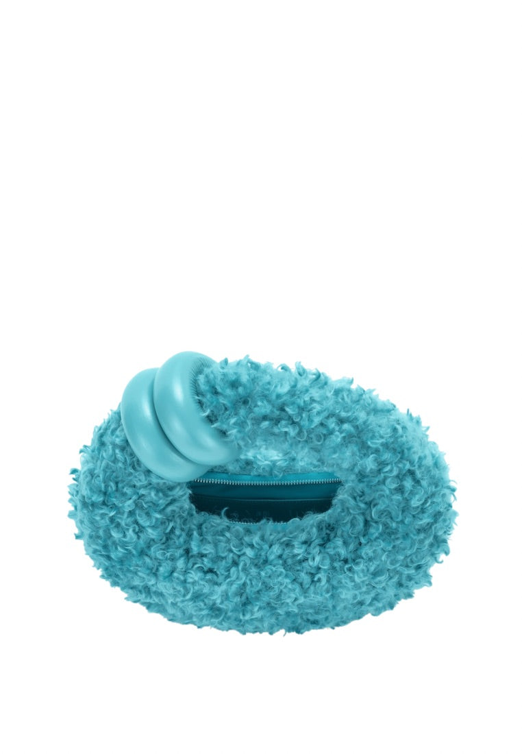 Abacus Faux Fur Top Handle Bag - Lake Blue