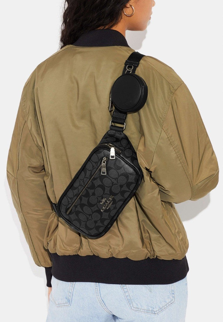 Elias Belt Bag In Signature Canvas Charcoal