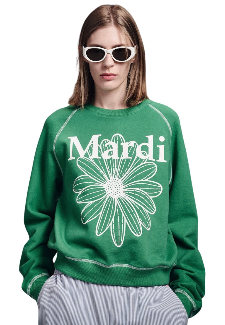 Sweatshirt Raglan FlowerMardi Green White