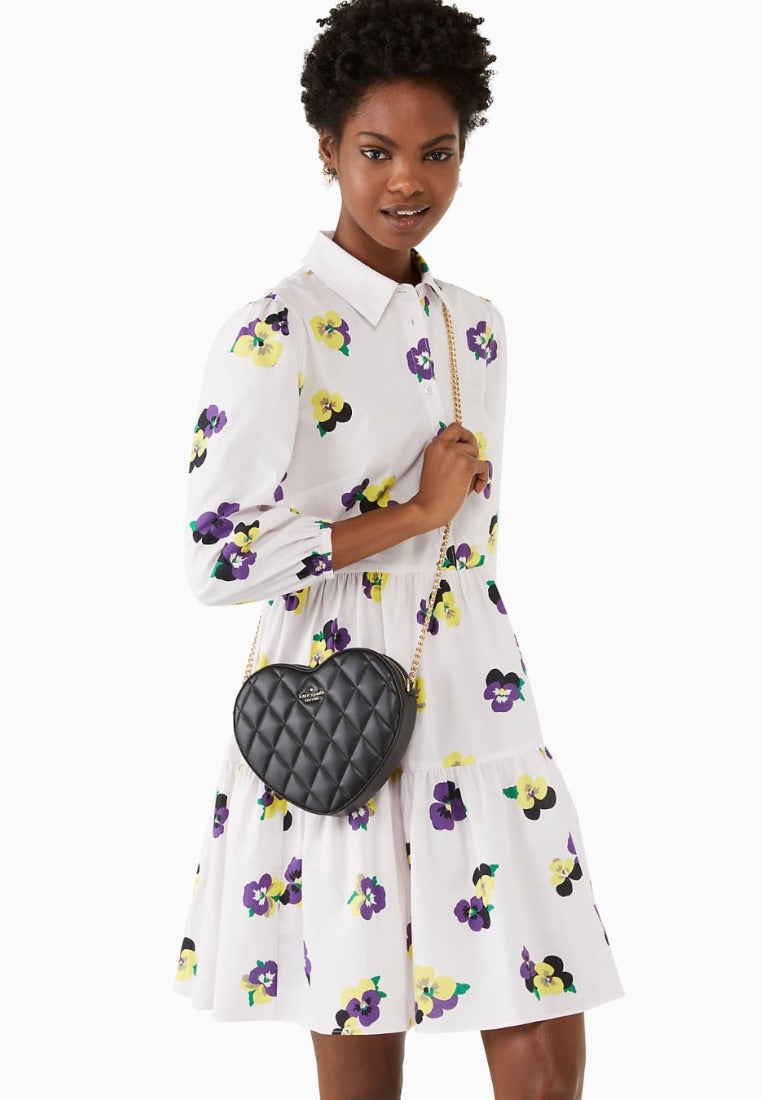 Love Shack Quilted Heart Crossbody Purse Black