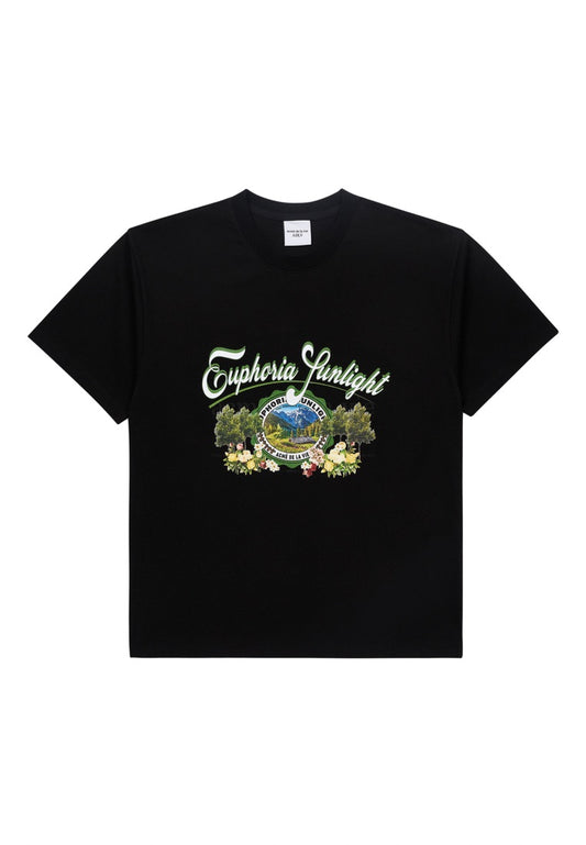 GREENERY ARTWORK BASIC Short Sleeve T-Shirt Black