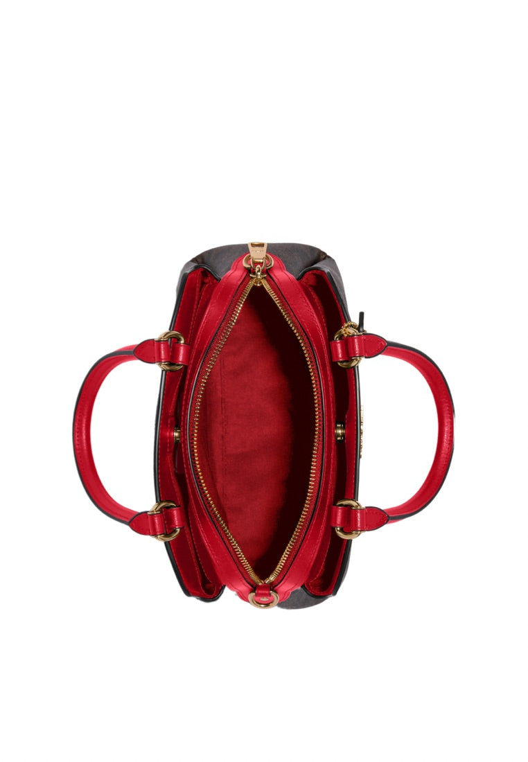 Mini Lillie Carryall In Signature Canvas Brown 1941 Red