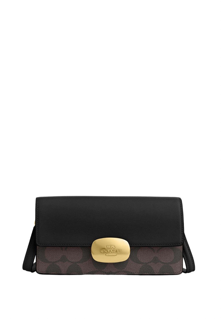 Eliza Small Flap Crossbody In Signature Canvas Brown Black