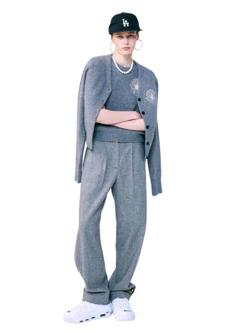 Raccoon Blended Cardigan V Neck Grey Ivory