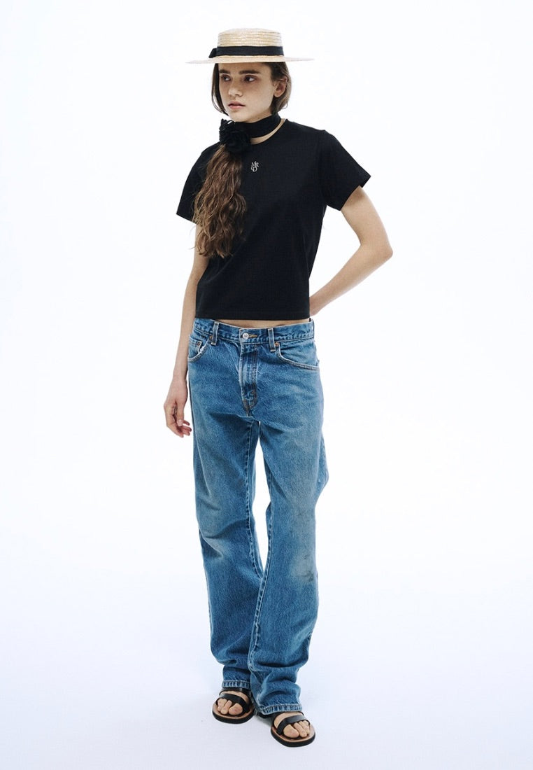 Premium Supima TShirt Small Logo MRCD Black Beige