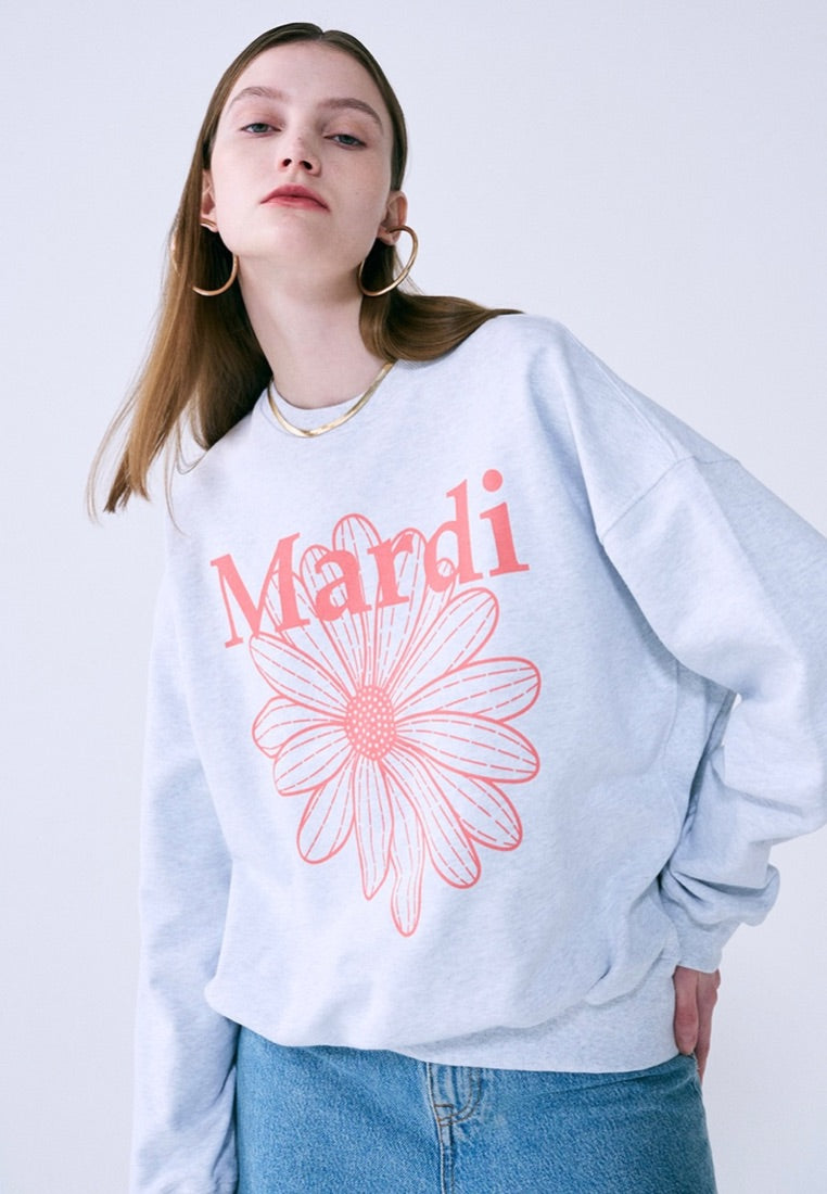 Sweatshirt Flower Mardi Heather Coral