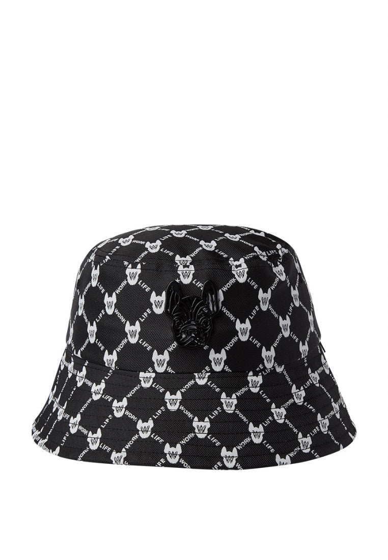 Jacquard Monogram Bucket Hat Pattern Black
