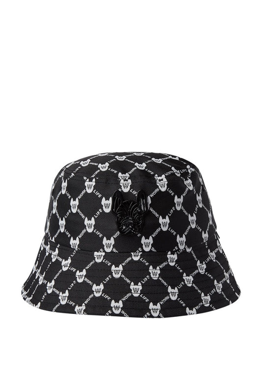 Jacquard Monogram Bucket Hat Pattern Black
