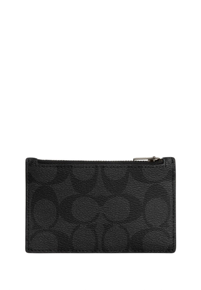 Zip Card Case In Colorblock Signature Canvas Light Saddle Chalk