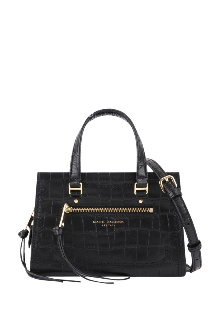 Croc-Embossed Mini Cruiser Satchel Bag Black