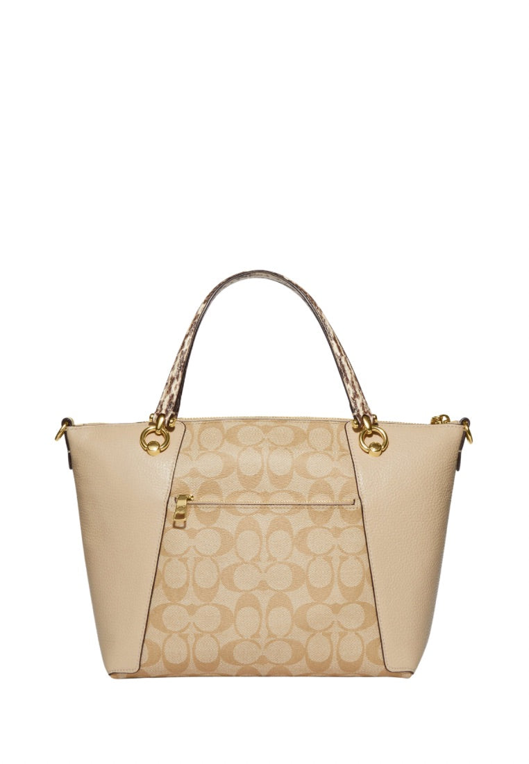 Kacey Satchel In Colorblock Signature Canvas Light Khaki Ivory Multi