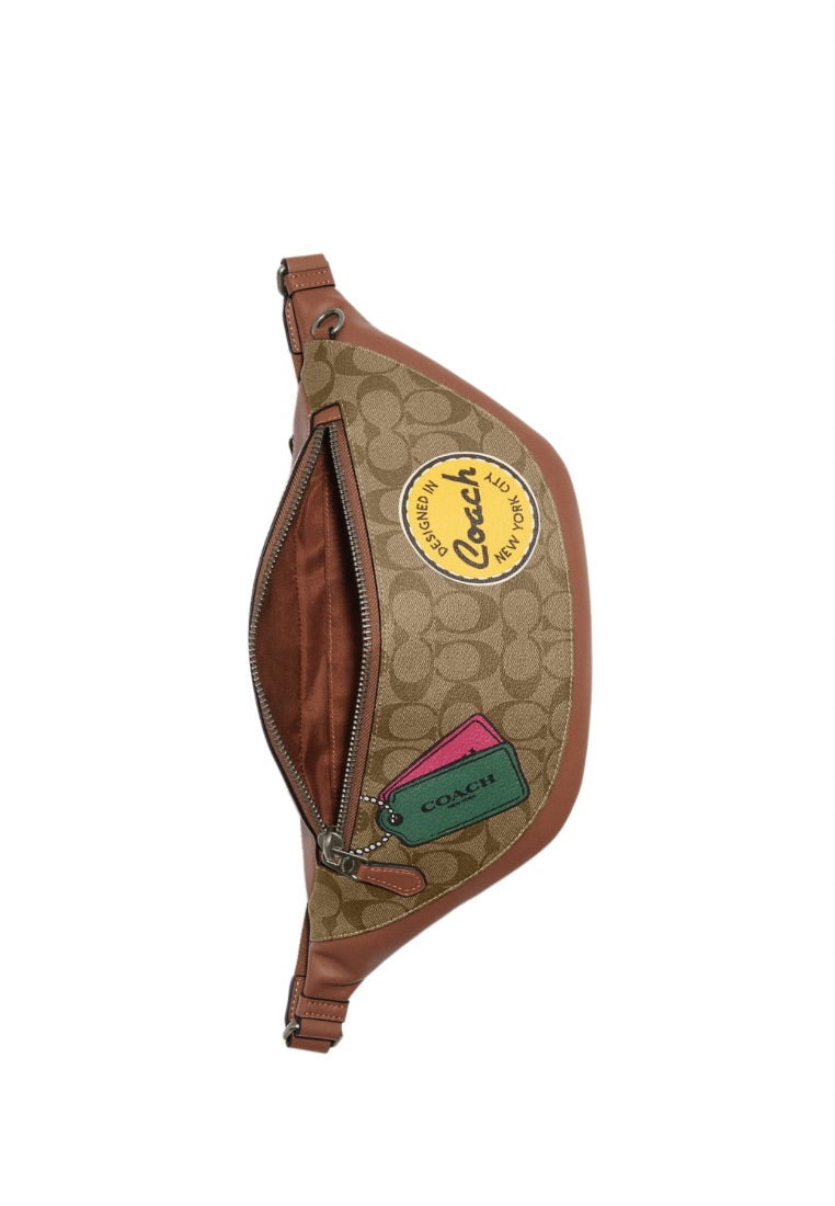 Warren Belt Bag In Signature Canvas With Trompe L'oeil Print Khaki Multi