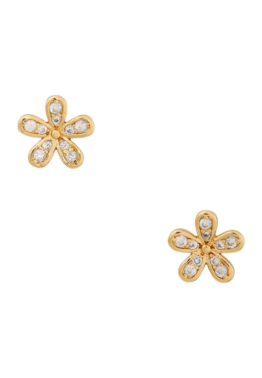 Gleaming Gardenia Flower Studs Gold