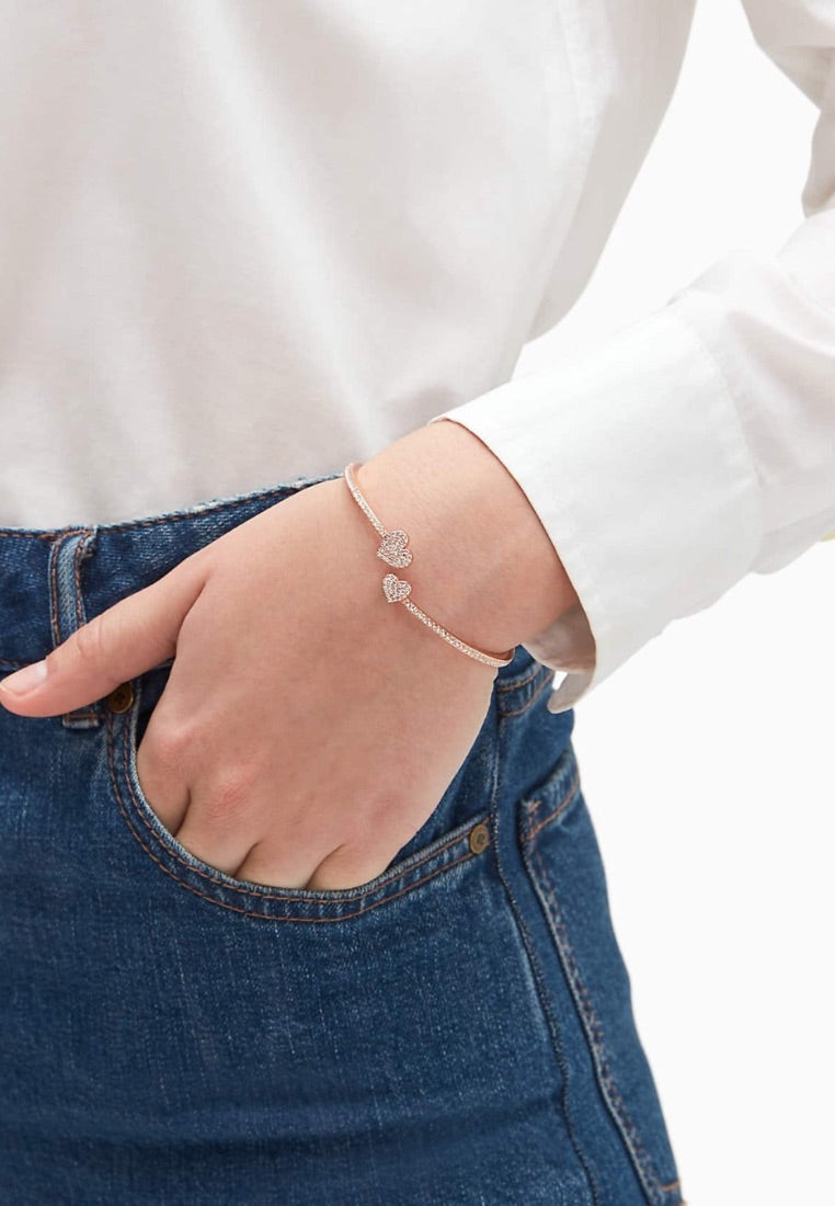 Yours Truly Pave Open Hinge Cuff Clear Rose Gold