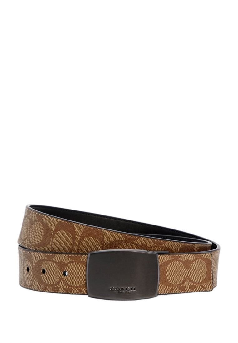 Boxed Harness Plaque Reversible Belt In Signature Canvas Tan