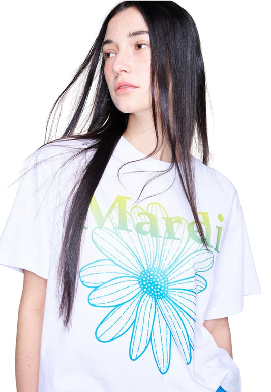 Tshirt Flowermardi Gradation White Lime