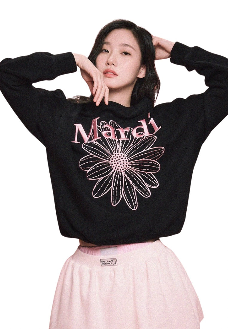 Sweatshirt FlowerMardi Needlework Black Pink