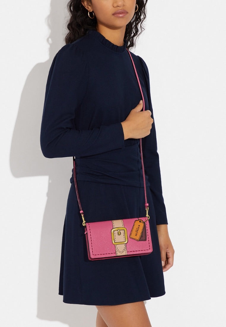 Anna Foldover Clutch Crossbody With Trompe L'oeil Print Petunia Multi