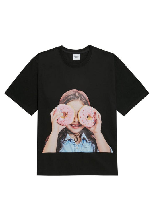 Baby Face Short Sleeve T-Shirt Donut 3 Black