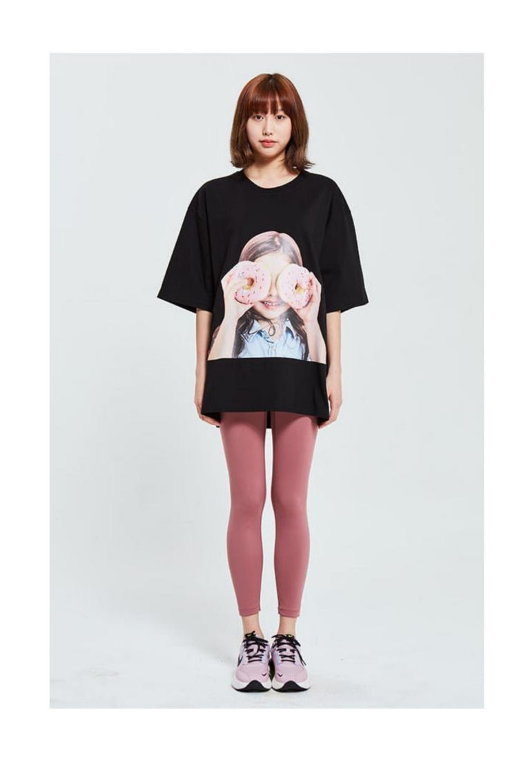 Baby Face Short Sleeve T-Shirt Donut 3 Black
