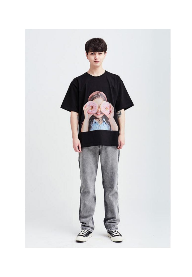 Baby Face Short Sleeve T-Shirt Donut 3 Black