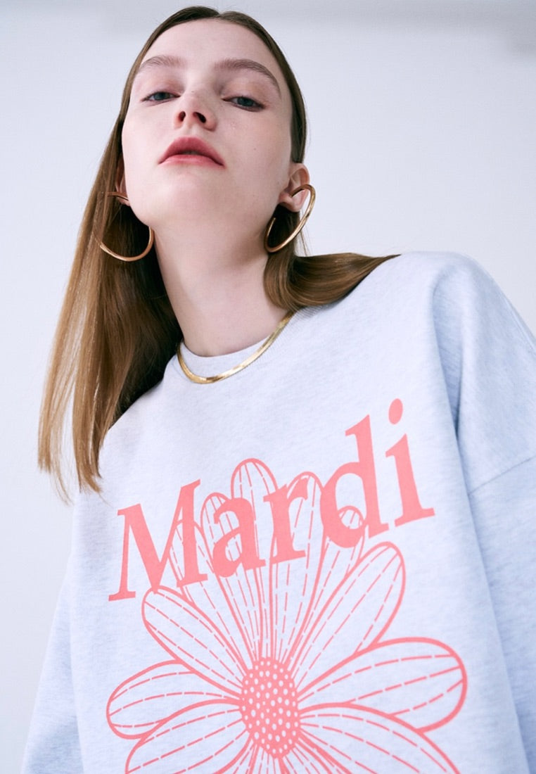 Sweatshirt Flower Mardi Heather Coral