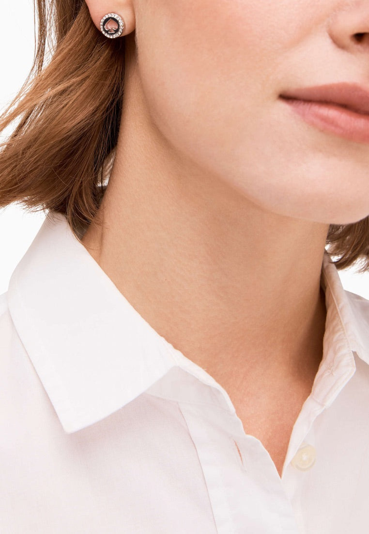 Spot The Spade Pave Halo Spade Studs Silver