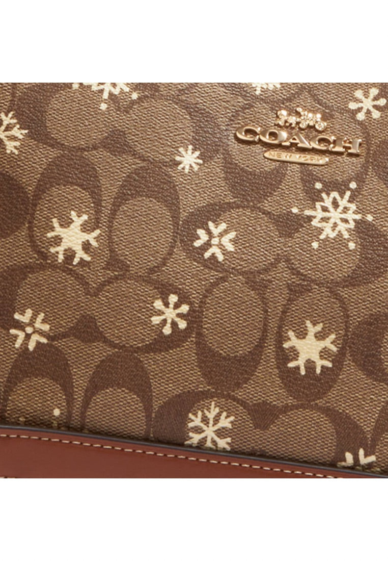 Clara Shoulder Bag In Signature Canvas With Snowflake Print