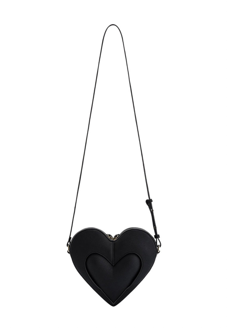 Francisca Heart Shaped Crossbody Bag - Black