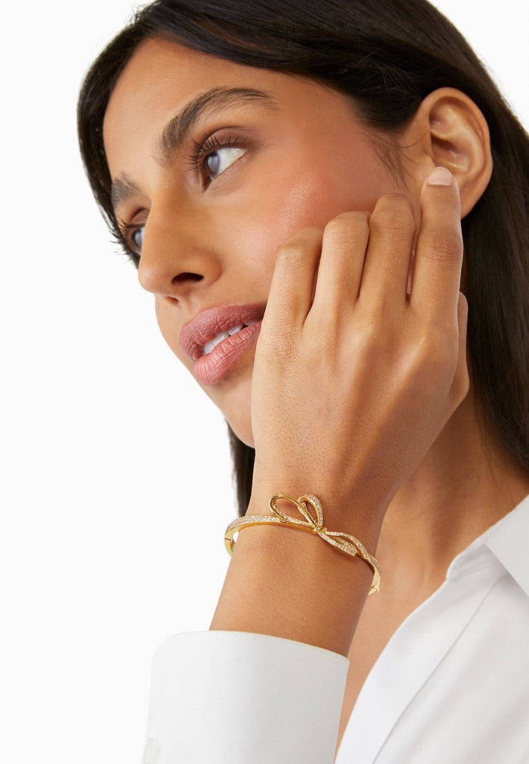 All Tied Up Pave Bangle Clear Gold