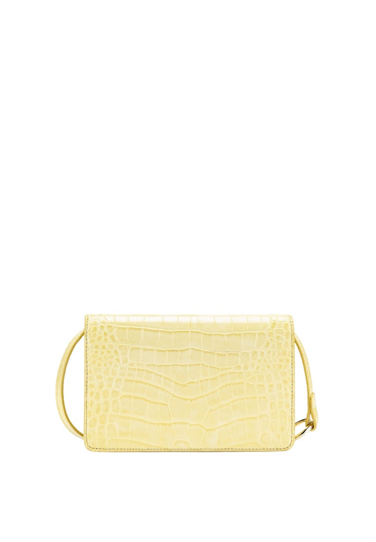 Julia Chain Crossbody Bag - Light Yellow Croc