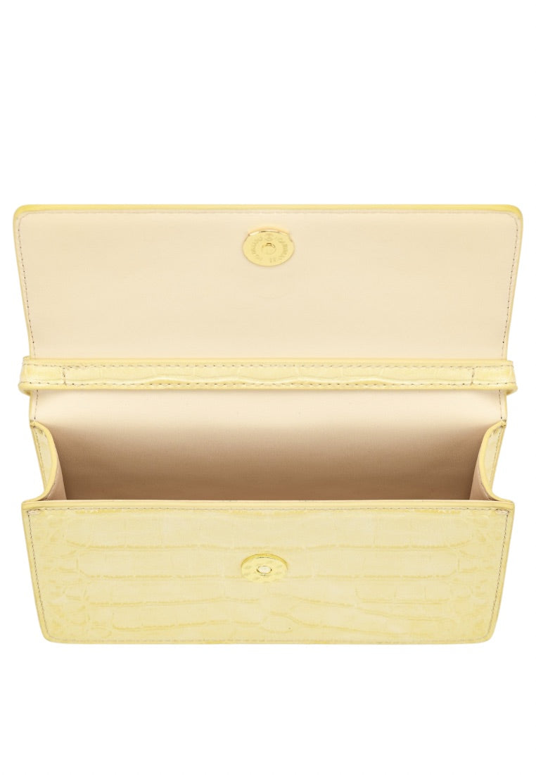 Julia Chain Crossbody Bag - Light Yellow Croc