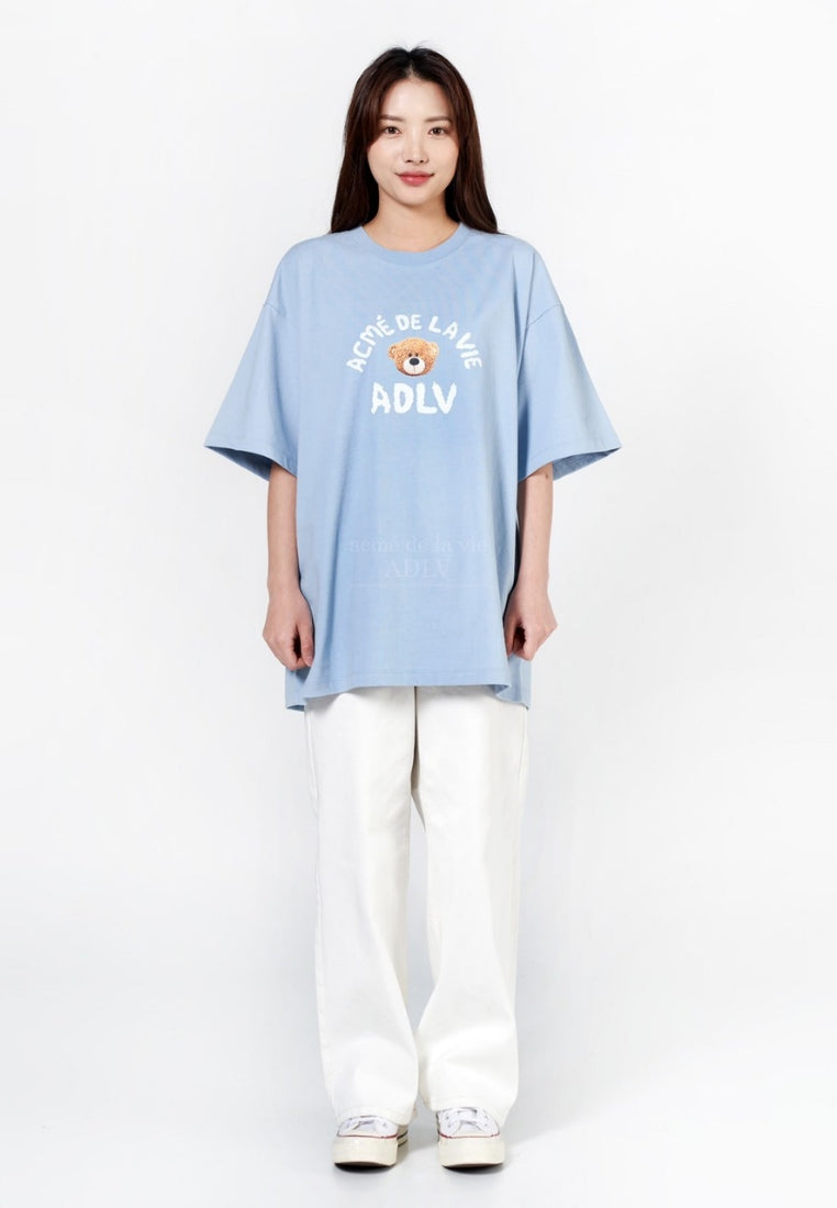 Teddy Bear (Bear Doll) Short Sleeve T-Shirt Sky Blue
