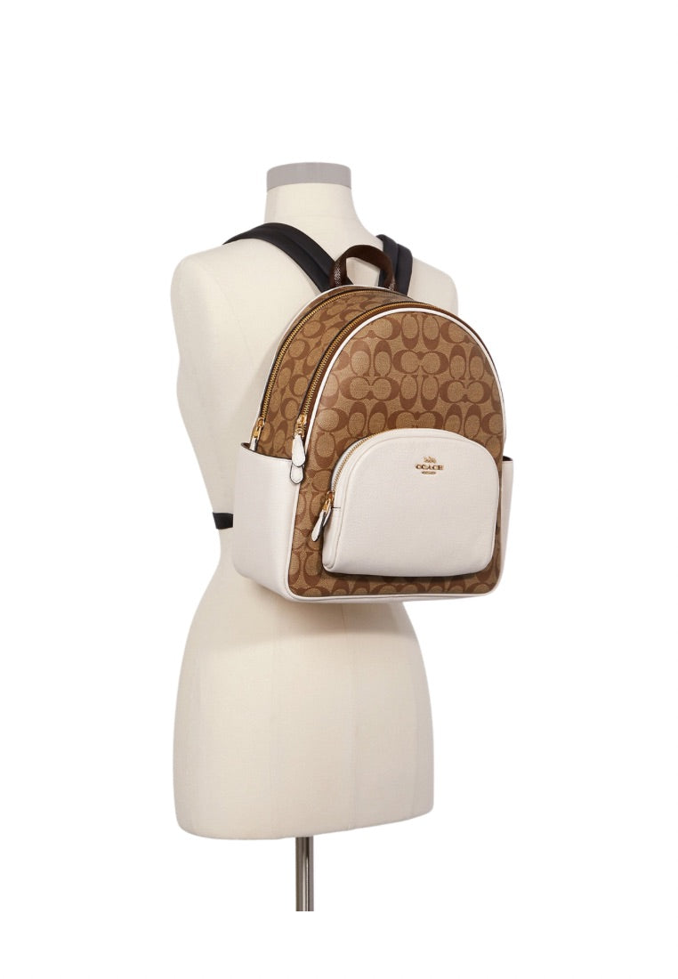 Court Backpack In Signature Canvas Khaki Chalk